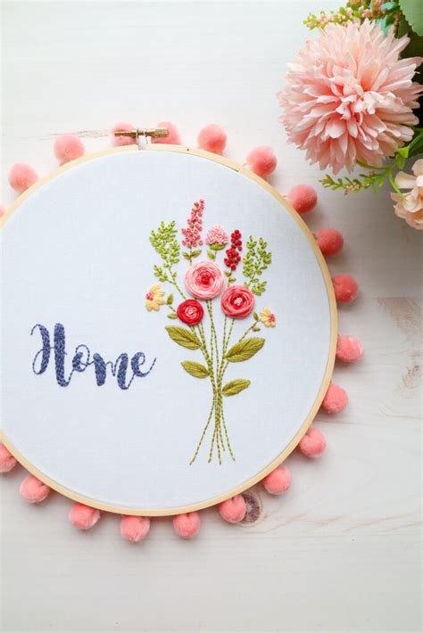 Floral Home Embroidery Hoop Art