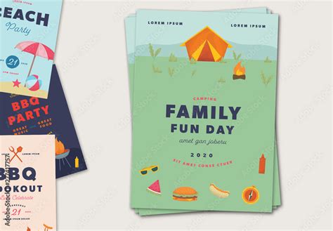 Summer Party Flyer Layouts Stock Template | Adobe Stock