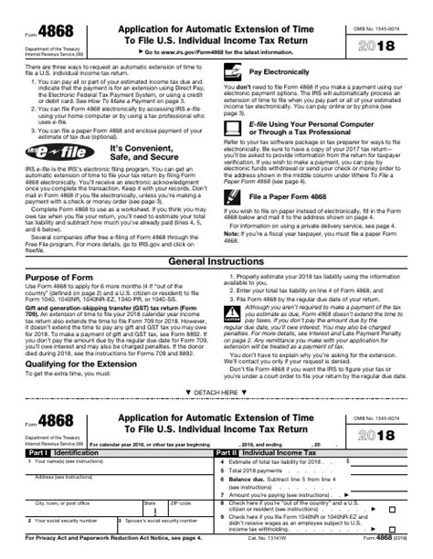 IRS Form 4868 - 2018 - Fill Out, Sign Online and Download Fillable PDF ...