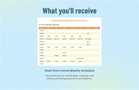 Work From Home Weekly Schedule Template - Download in Word, Google Docs, Excel, Google Sheets ...