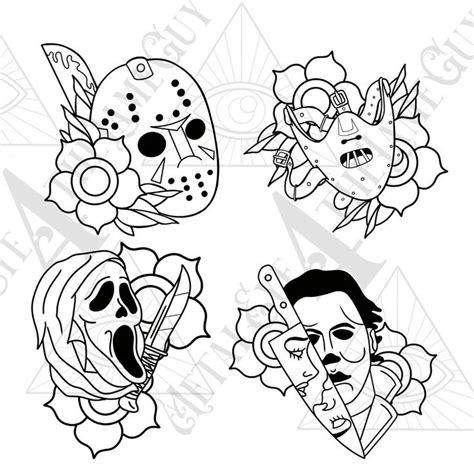 Classic Horror Traditional Tattoo Cricut Projects, Instant Download Halloween Cut Files - Etsy ...