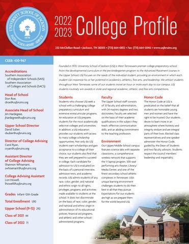 USJ College Profile (2022-2023) by University School of Jackson - Issuu