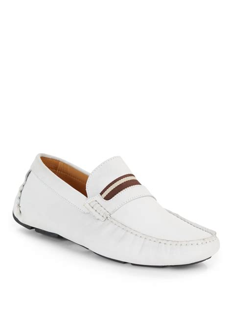 Saks Fifth Avenue Black Label Leather Venetian Shoes in White for Men (off white) | Lyst