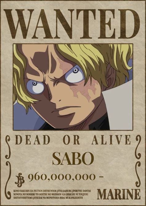 One Piece Sabo Wanted Poster