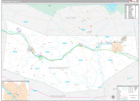 Montgomery County, NY Wall Map Premium Style by MarketMAPS - MapSales