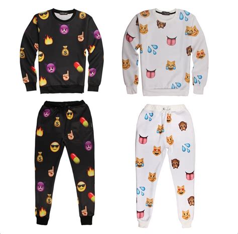 Emoji Outfit For Women/Men Unisex Emoji Joggers Set New Arrival 3D Painted Cotton Blended Emoji ...