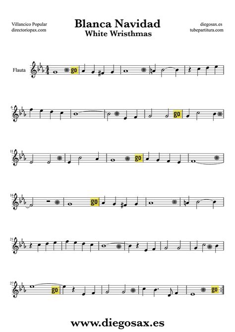 diegosax: Blanca Navidad Partitura para Flauta, Violín, Saxofón Alto ...