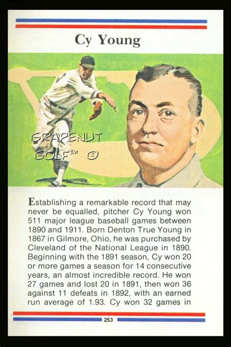 CY YOUNG TRUE VALUE BOSTON RED SOX RECORD PERFECT GAME WS HOF MLB BASEBALL CARD