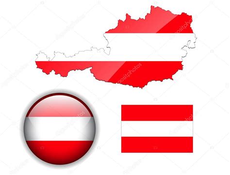 Austria flag, map and glossy button. — Stock Vector © cobalt88 #2491603