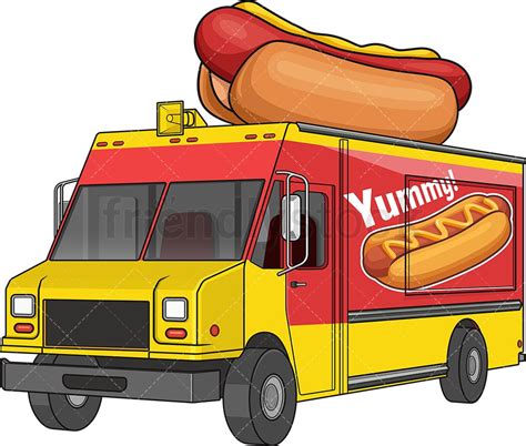 Hot Dog Food Truck Cartoon Vector Clipart - FriendlyStock