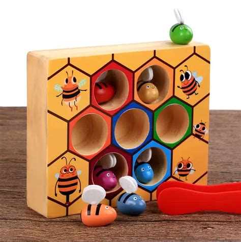 Bavoirsj Board Games Education Building Blocks Wooden Bee Children's Intellectual Waldorf ...