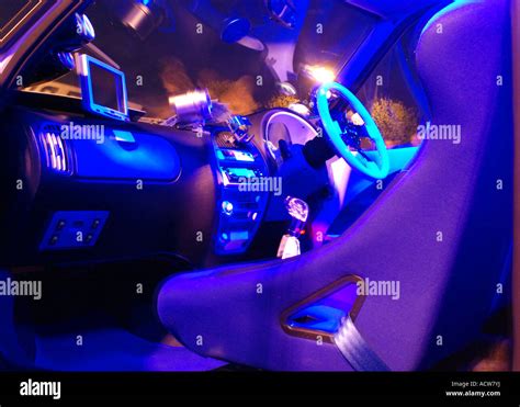 Customized car interior with neon Stock Photo - Alamy