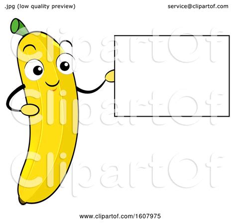 Banana Mascot Holding a Blank Sign Clipart by BNP Design Studio #1607975