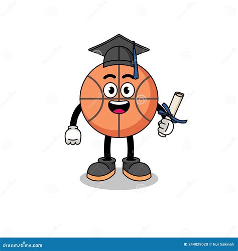 Basketball Mascot with Graduation Pose Stock Illustration - Illustration of ball, bachelor ...