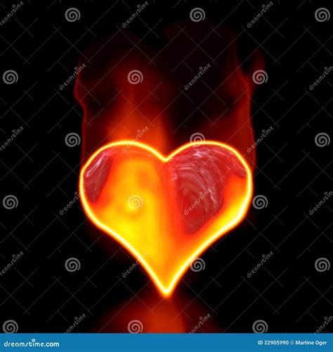 Love symbol in fire. stock illustration. Illustration of reflect - 22905990