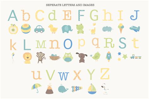 Baby Boy Alphabet By Poppymoon Design | TheHungryJPEG