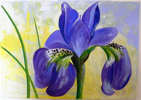 Original Large Acrylic Painting on Canvas Purple Flower Iris Acrylic Painting Canvas, Art ...