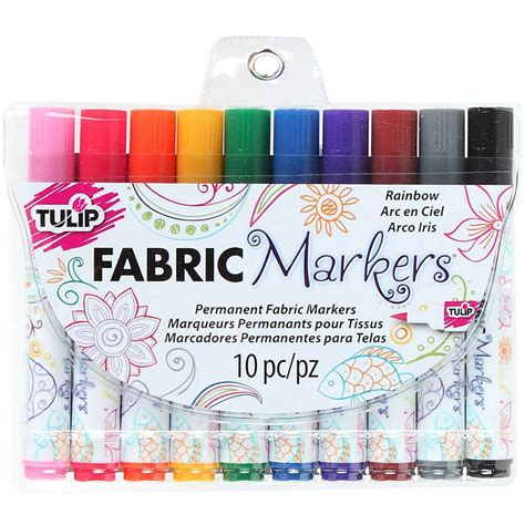 Tulip Permanent Fabric Brush Tip Markers, Rainbow, Set of 10 - Walmart.com - Walmart.com