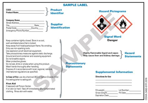 Free Printable Osha Secondary Container Label Template