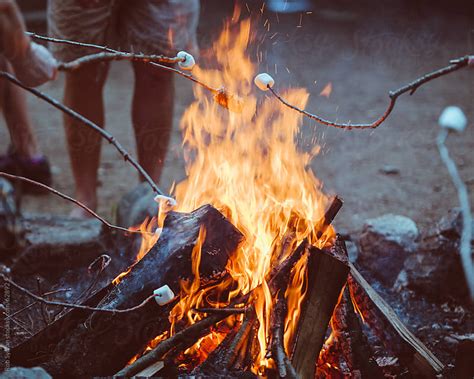 Roasting Marshmallows Over a Camp Fire at Summer Camp by Rob Sylvan ...