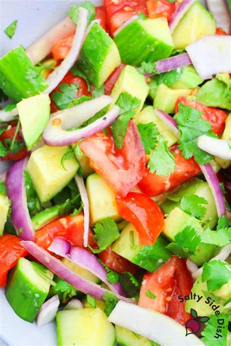 Cucumber Tomato Avocado Salad is TOP Summer Salad! | Salty Side Dish