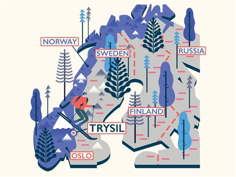 Trysil (Norway) Map by Owen Davey Travel Illustration, Retro Illustration, Illustrations, Norway ...