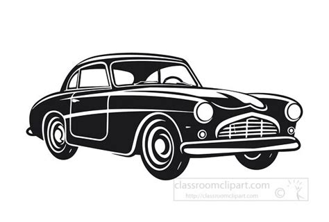 Cars Outline Clipart-two door Classic Car silhouette style black lines ...