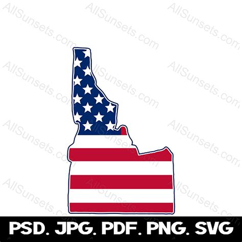 Idaho State Shape American Flag Full Color - Shop AllSunsets.com