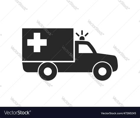 Simple ambulance silhouette icon Royalty Free Vector Image