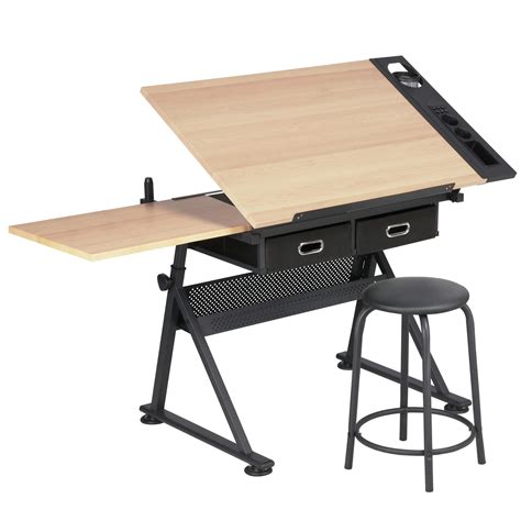 Buy Yaheetech Adjustable Computer Workstation Desk Artist Table with Extra Retractable Board ...