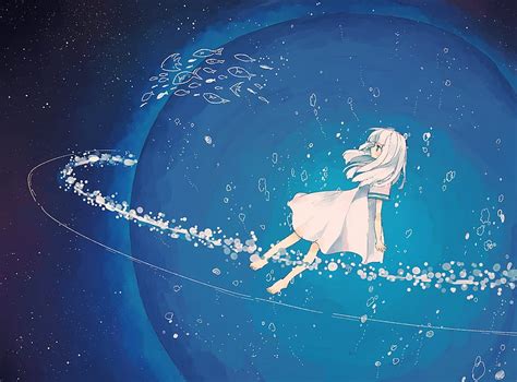 Anime Girl Floating In Space