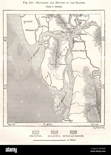 Mawlamyine and Mouths of the Salween. Burma Myanmar. Sketch map 1885 ...