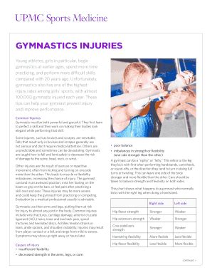 Fillable Online GYMNASTICS INJURIES Fax Email Print - pdfFiller