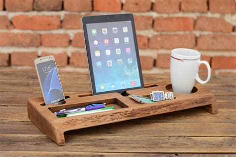 Wooden Desk Organizer Office organizer Phone station Solid