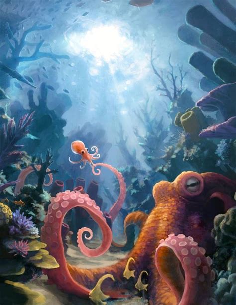 Octopus and Reef by ConejoBlanco on DeviantArt | Octopus painting ...