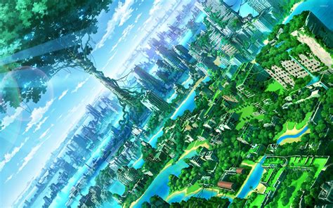 Green Anime City Wallpapers - Wallpaper Cave