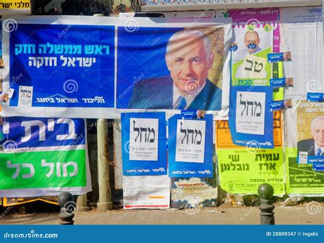 Election Posters with Benjamin Netanyahu Editorial Photography - Image of city, elections: 28809347