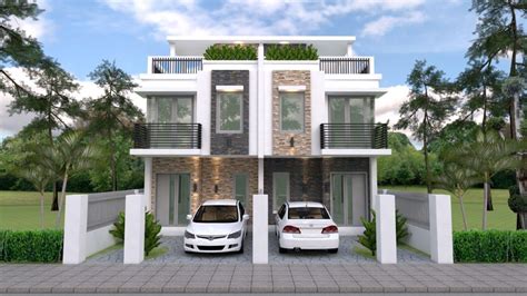 Home Design Plan 5x15m Duplex House with 3 Bedrooms front - Sam Phoas Home | Duplex house design ...