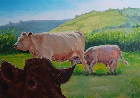 Cow and Calf Painting Painting by Mike Jory - Pixels