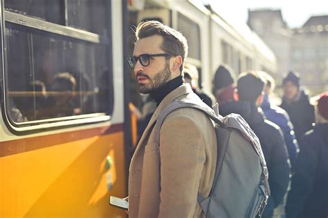 HD wallpaper: Handsome bearded male backpacker with backpack on his shoulders,waiting at the ...