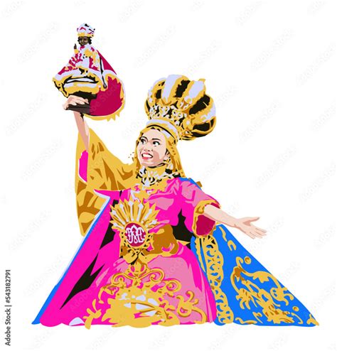 Sinulog Dancer dancing holding Santo Nino de Cebu sculpture Stock ...