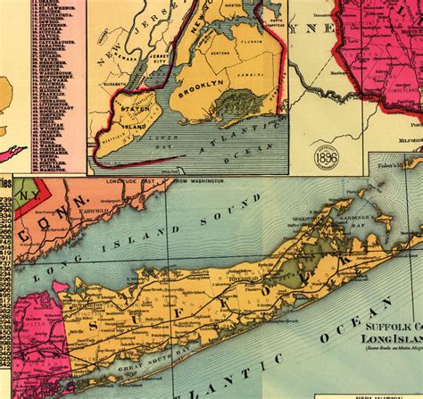 Old Map of New York State 1896 - VINTAGE MAPS AND PRINTS