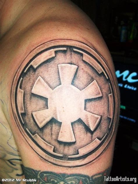 Star Wars Galactic Empire symbol 3D style tattoo on arm top - Tattooimages.biz