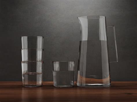 Water pitcher and glasses 3D model | CGTrader