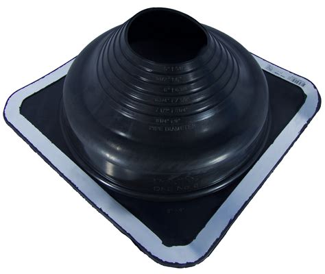 DEKTITE #6 (DFE106B) SQUARE BLACK EPDM Flexible Pipe Flashing, Roof Jack, Pipe Boot Flashing ...