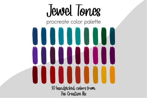 Jewel Tones Procreate Palette, 30 Colors, Color Palette, Procreate, Instant Download, Digital ...