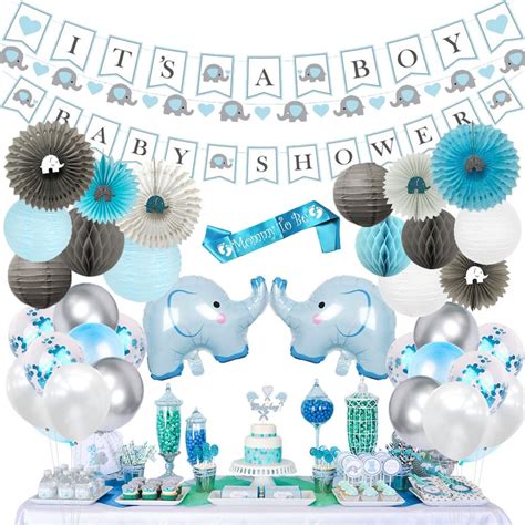 305 Piece Blue Elephant Baby Shower Decorations for Boy | Etsy