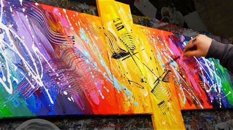 HOW TO make an AMAZING Abstract Painting With Very BRIGHT COLORS ...