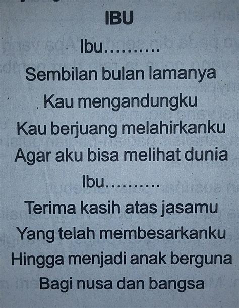 1. Apa tema puisi "ibu"?2. sebutkan rima puisi "ibu" pada bait ...