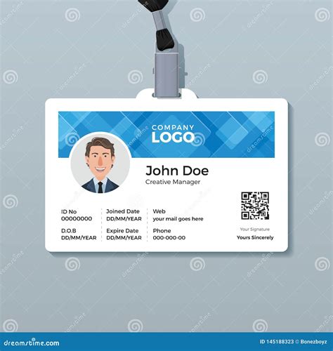 Office ID Card Template with Abstract Blue Background Stock Vector ...